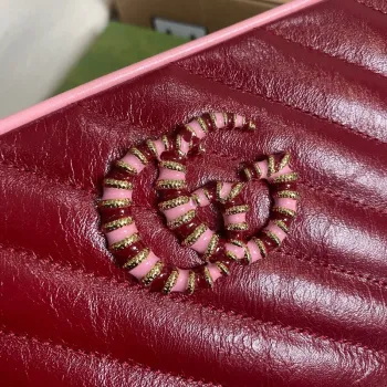 Gucci 447632 GG Marmont Malá Kabelka Přes Rameno Červená Růžová