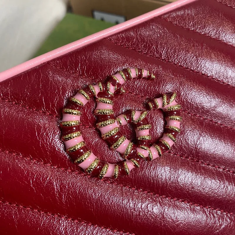 Gucci 447632 GG Marmont Malá Kabelka Přes Rameno Červená Růžová