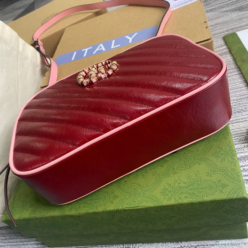 Gucci 447632 GG Marmont Malá Kabelka Přes Rameno Červená Růžová