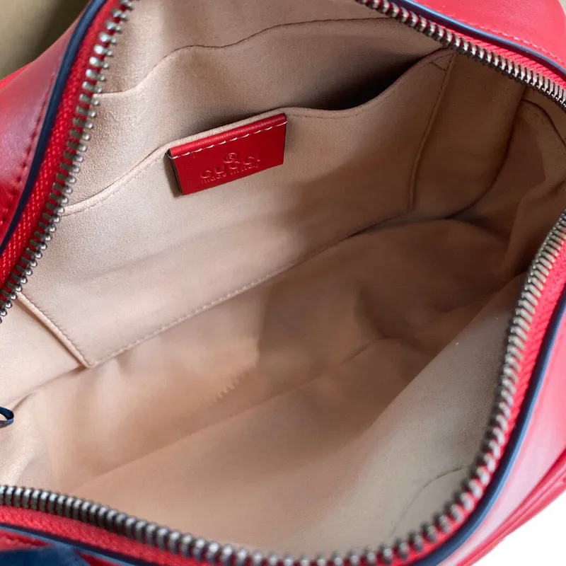 Gucci 447632 GG Marmont Malá Matelassé Kabelka přes rameno Červená