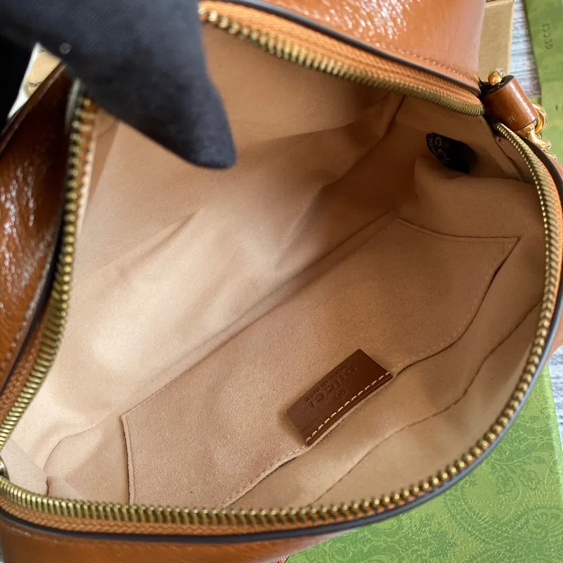 Gucci 447632 GG Marmont Malá Matelassé Kabelka přes rameno Hnědá