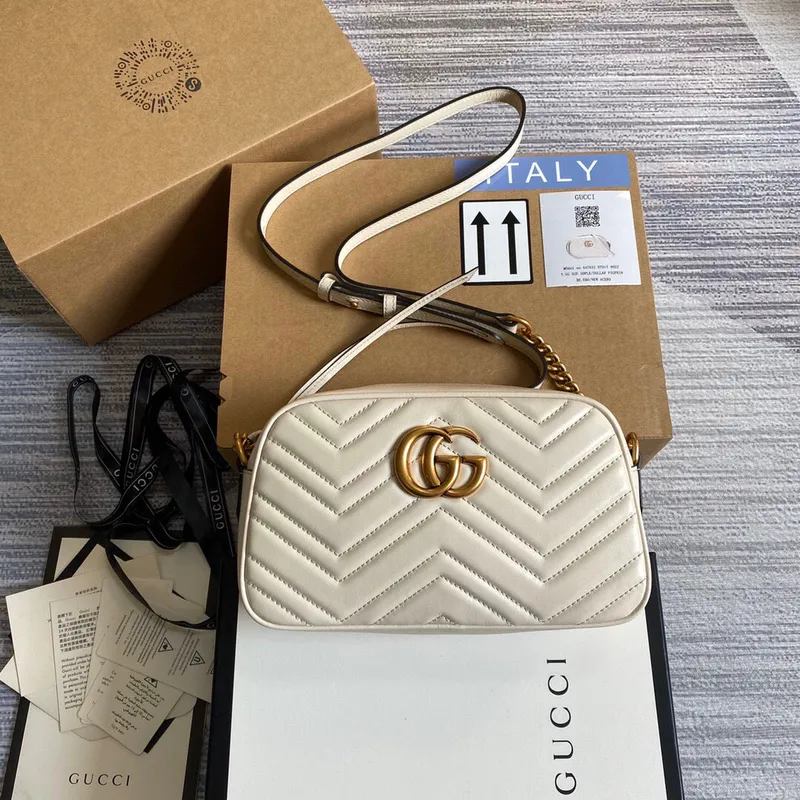Gucci 447632 GG Marmont Malá Kabelka Přes Rameno Bílá