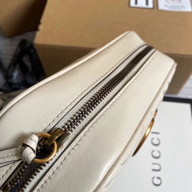 Gucci 447632 GG Marmont Malá Kabelka Přes Rameno Bílá
