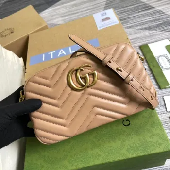 Gucci 447632 GG Marmont Malá Kabelka Přes Rameno Světle Růžová
