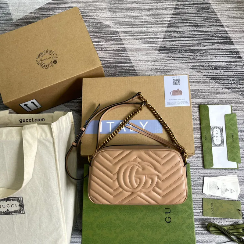 Gucci 447632 GG Marmont Malá Kabelka Přes Rameno Světle Růžová