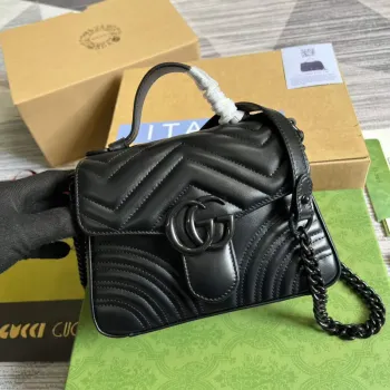 Gucci 702563 GG Marmont Mini Taška s Horním Držadlem Černá