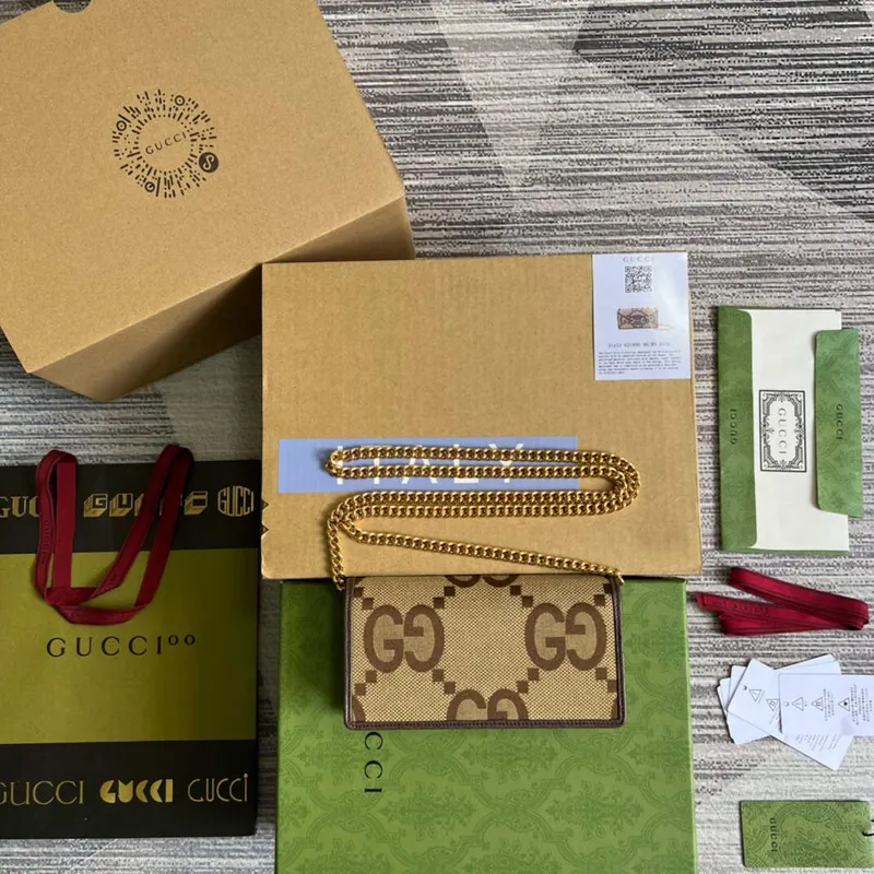 Gucci 621892 Gucci Horsebit 1955 Řetězová peněženka Hnědá