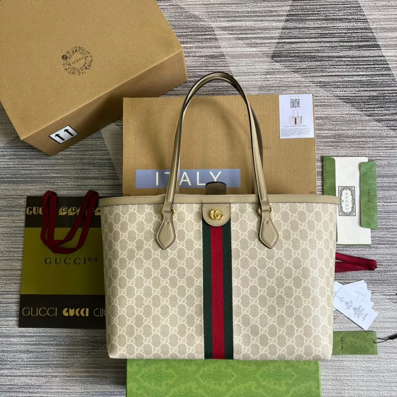 Gucci 631685 Ophidia Střední GG Tote Béžová