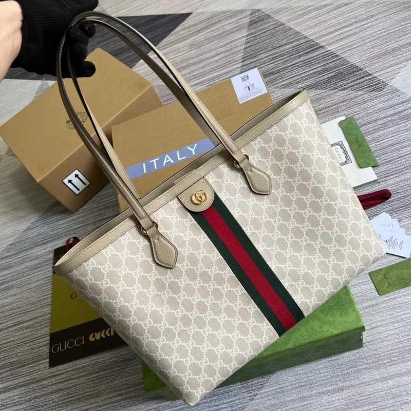 Gucci 631685 Ophidia Střední GG Tote Béžová