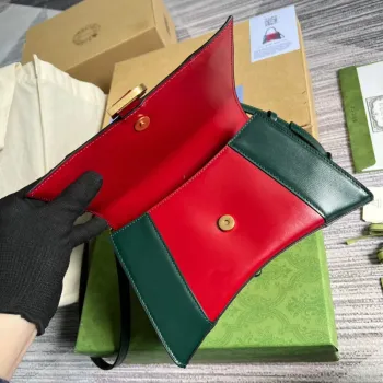 Gucci 681697 The Hacker Project Malá taška ve tvaru přesýpacích hodin Zelená červená