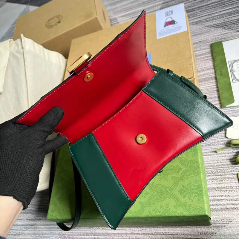 Gucci 681697 The Hacker Project Malá taška ve tvaru přesýpacích hodin Zelená červená