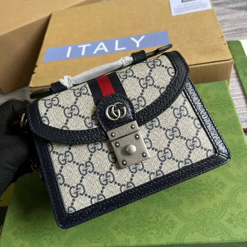 Gucci 696180 Ophidia GG Mini Ramenní Taška Černá