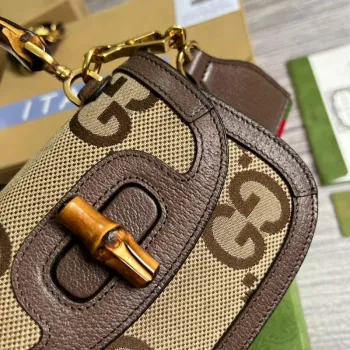 Gucci Bamboo1947 Mini taška s krátkým držadlem 686864 Hnědá