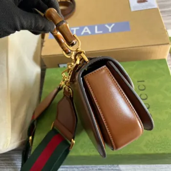 Gucci Bamboo1947 Mini taška s krátkým držadlem 686864 Hnědá
