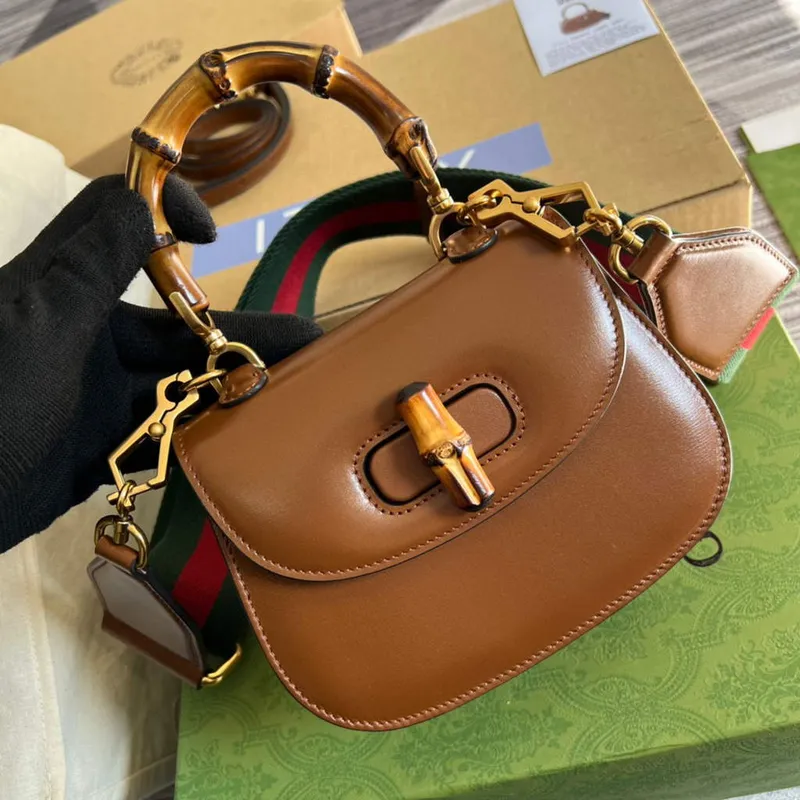 Gucci Bamboo1947 Mini taška s krátkým držadlem 686864 Hnědá