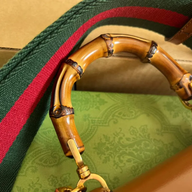 Gucci Bamboo1947 Mini taška s krátkým držadlem 686864 Hnědá