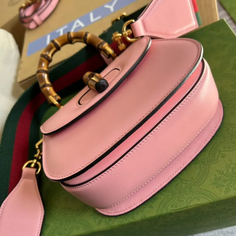 Gucci Bamboo1947 Mini taška s horním madlem 686864 Růžová