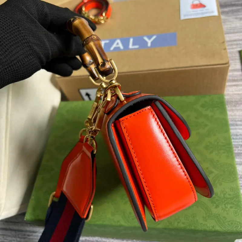 Gucci Bamboo1947 Mini kabelka s krátkým držadlem 686864 Červená