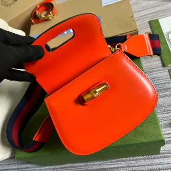 Gucci Bamboo1947 Mini kabelka s krátkým držadlem 686864 Červená