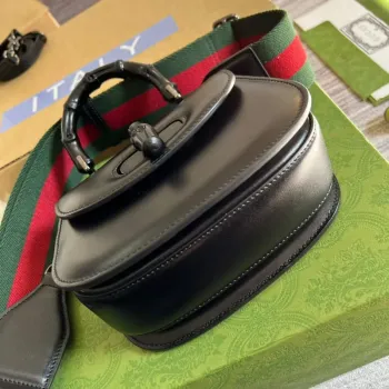 Gucci Bamboo1947 Mini taška s krátkým držadlem 686864 Černá