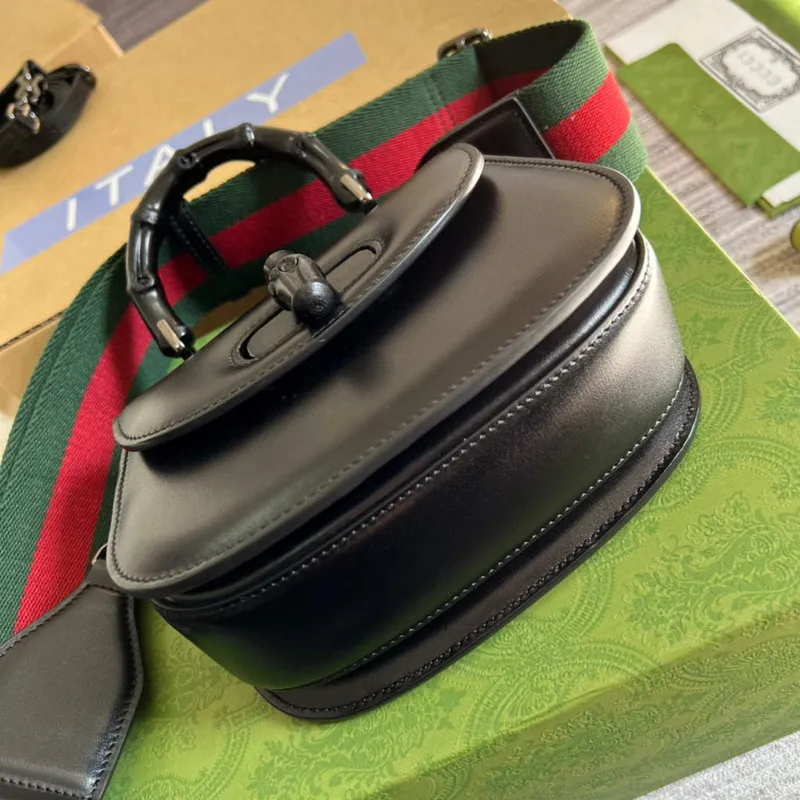 Gucci Bamboo1947 Mini taška s krátkým držadlem 686864 Černá