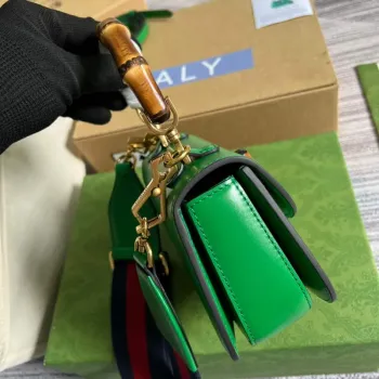 Gucci Bamboo1947 Mini taška s krátkým držadlem 686864 Zelená