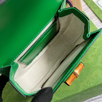 Gucci Bamboo1947 Mini taška s krátkým držadlem 686864 Zelená