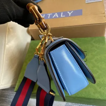Gucci Bamboo1947 Mini kabelka s krátkým uchem 686864 Modrá