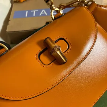 Gucci 675797 Bamboo1947 malá kabelka s horním uchem Oranžová