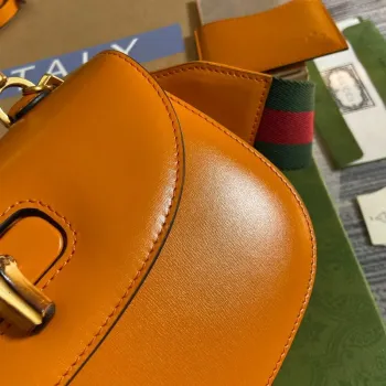 Gucci 675797 Bamboo1947 malá kabelka s horním uchem Oranžová