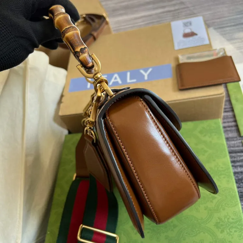 Gucci 675797 Bamboo1947 malá kabelka s horním držadlem Tan