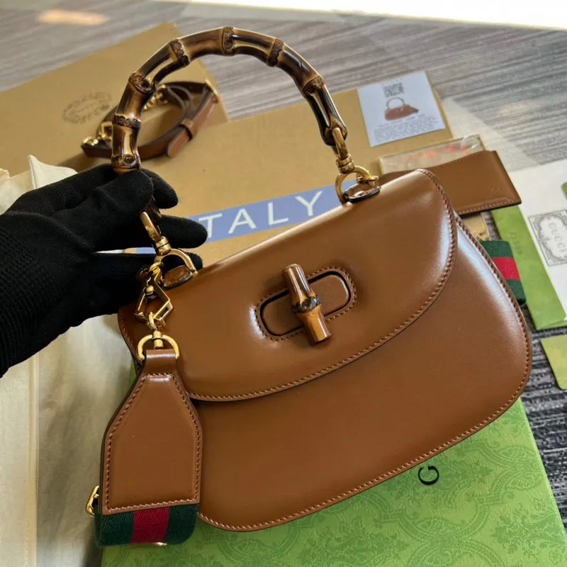 Gucci 675797 Bamboo1947 malá kabelka s horním držadlem Tan
