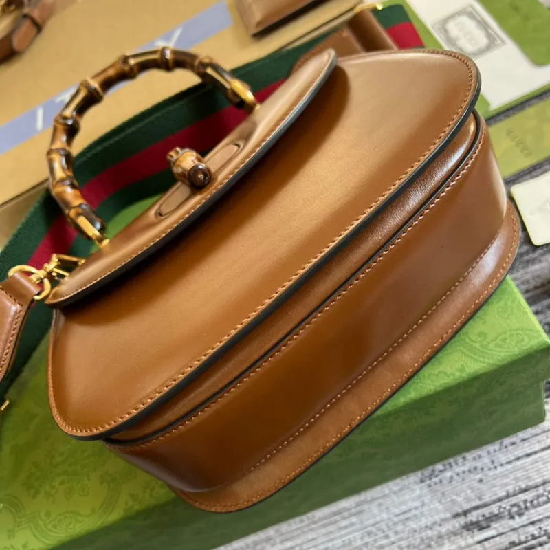 Gucci 675797 Bamboo1947 malá kabelka s horním držadlem Tan