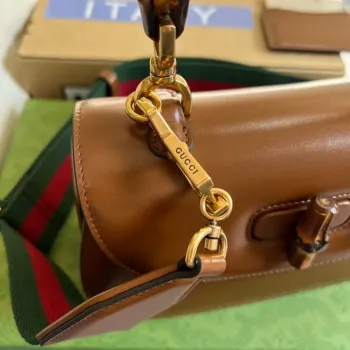 Gucci 675797 Bamboo1947 malá kabelka s horním držadlem Tan