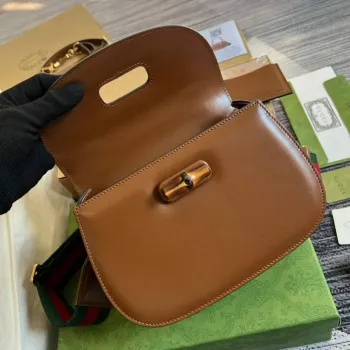 Gucci 675797 Bamboo1947 malá kabelka s horním držadlem Tan