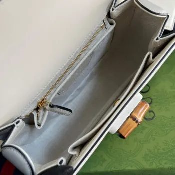 Gucci 675797 Bamboo1947 malá kabelka s horním uchopem Bílá