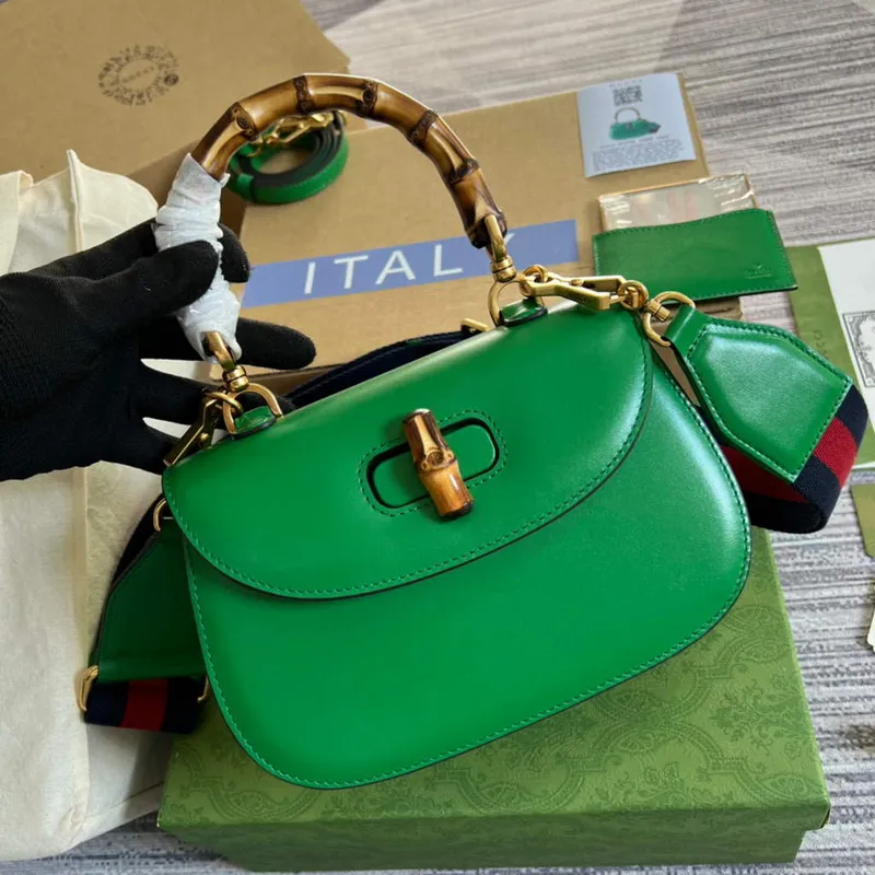 Gucci 675797 Bamboo1947 malá kabelka s horním uchopem Zelená