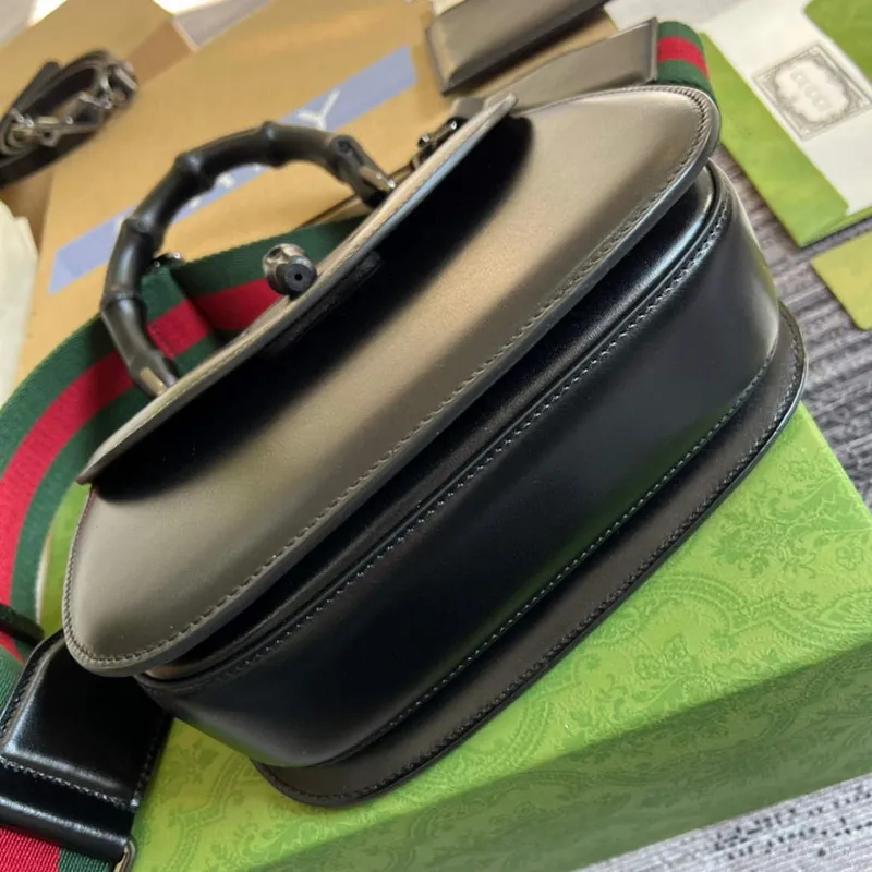 Gucci 675797 Bamboo1947 malá kabelka s horním držadlem černá