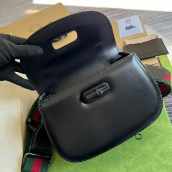 Gucci 675797 Bamboo1947 malá kabelka s horním držadlem černá