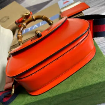 Gucci Bamboo1947 malá taška s horním madlem 675797 Červená