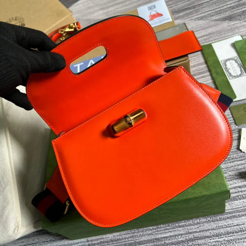 Gucci Bamboo1947 malá taška s horním madlem 675797 Červená