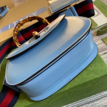 Gucci Bamboo1947 malá kabelka s horním uchopem 675797 Modrá