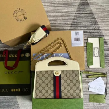 Gucci 693724 Ophidia Malá Taška S Webem Bílá