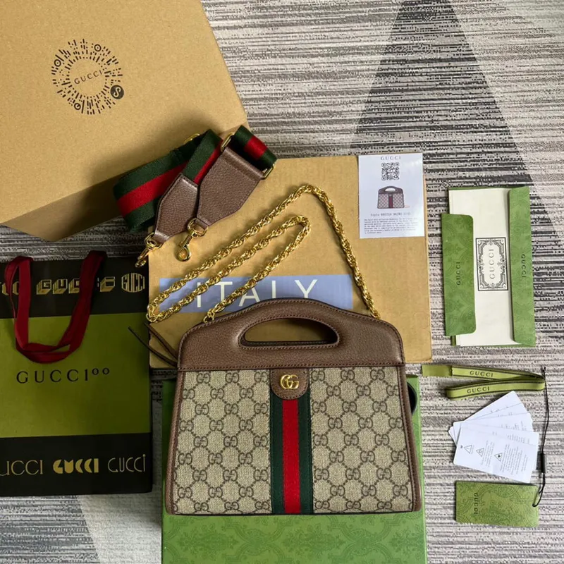 Gucci 693724 Ophidia Malá Taška S Webem Hnědá