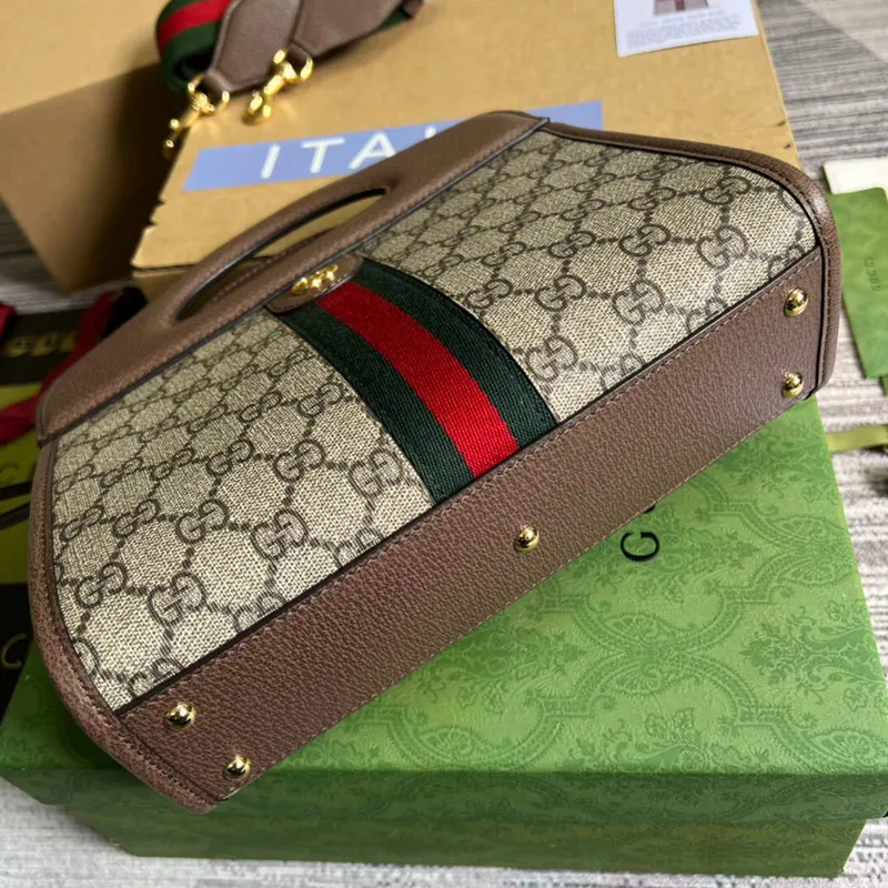 Gucci 693724 Ophidia Malá Taška S Webem Hnědá