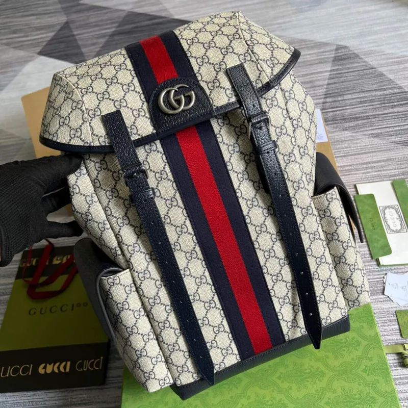 Gucci 598140 Ophidia GG Střední batoh Modrý
