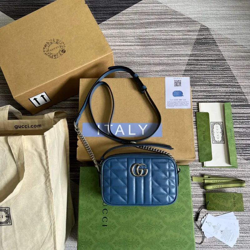 Gucci 634936 GG Marmont Mini Kabelka přes rameno Modrá