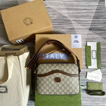 Gucci 675891 Messenger taška s jumbo GG Béžová Hnědá