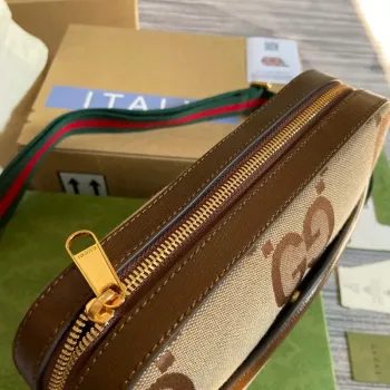 Gucci 675891 Messenger taška s jumbo GG Hnědá