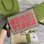 Gucci 688378 Gucci Tiger taška s kapsou Hnědý potisk loga
